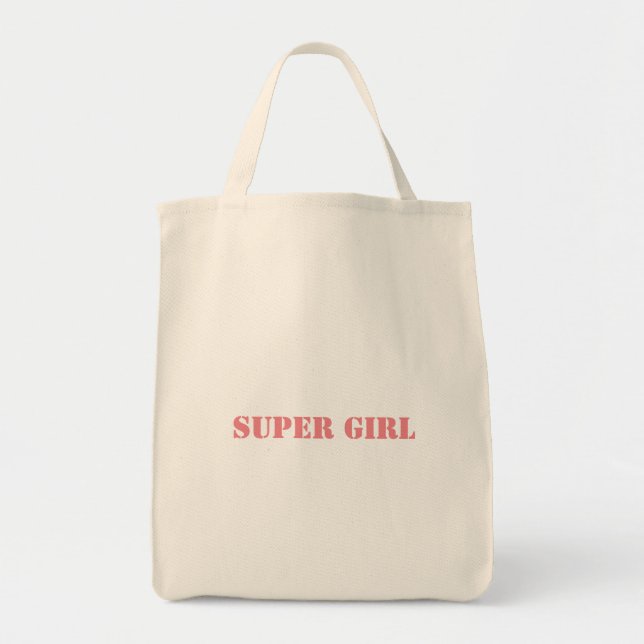 Super Girl Printed Name Text Grocery-Tote Shopper Tote Bag (Front)