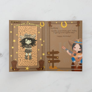 Super Girls U R A-Maze-ing Cowgirl Birthday Card