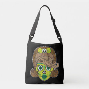 Super Girly Sugar Skull Illustration Art Crossbody Bag