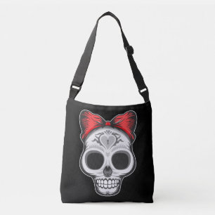 Super Girly Sugar Skull Illustration Crossbody Bag