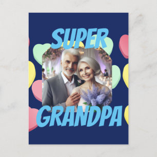 Super Grandpa Custom Message, Photo and Names Holiday Postcard