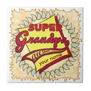 Super Grandpa custom name Ceramic Tile