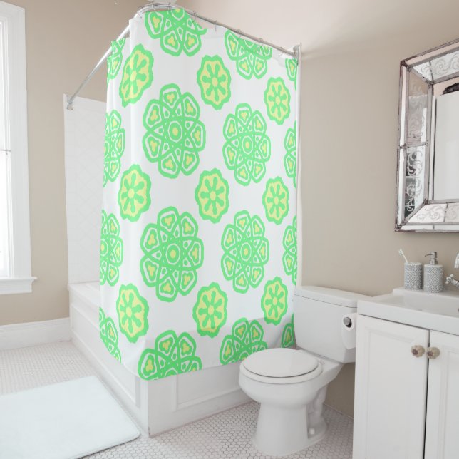 Super green spring pattern shower curtain (In Situ)
