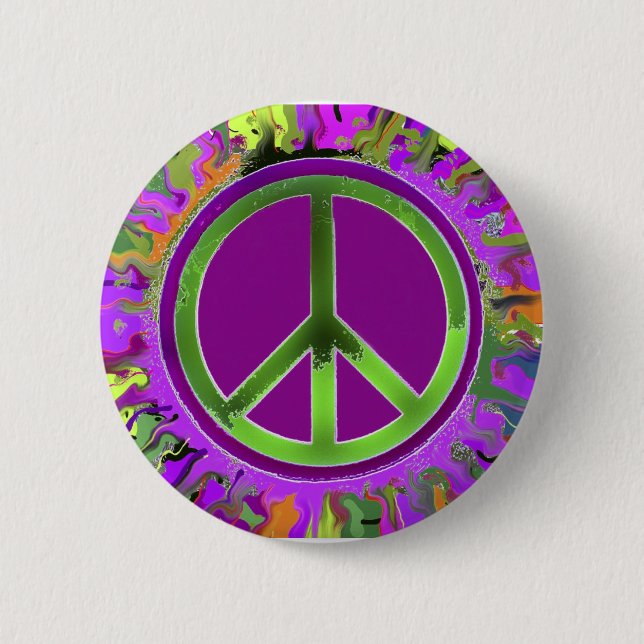 SUPER Groovy Peace Sign 6 Cm Round Badge (Front)