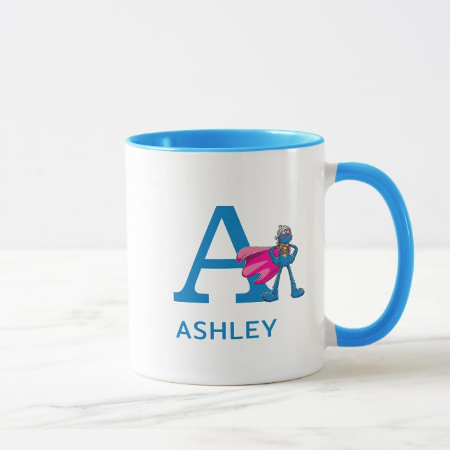 Super Grover Add Your Name & Monogram A Mug (Right)
