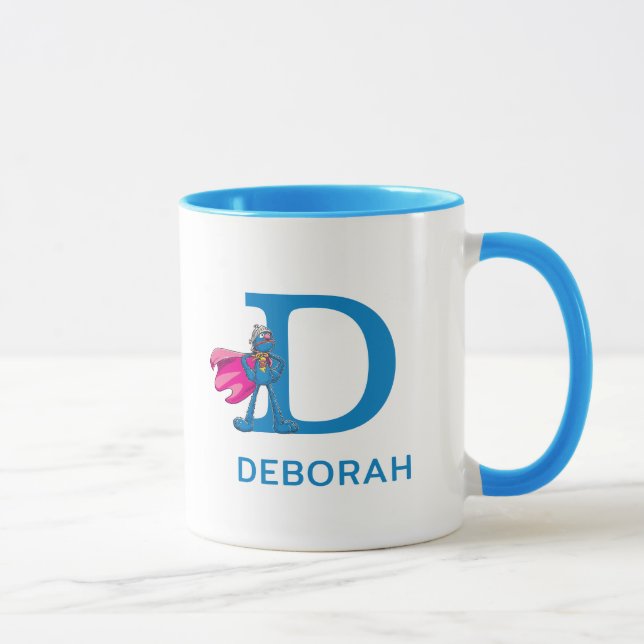 Super Grover Add Your Name & Monogram D Mug (Right)