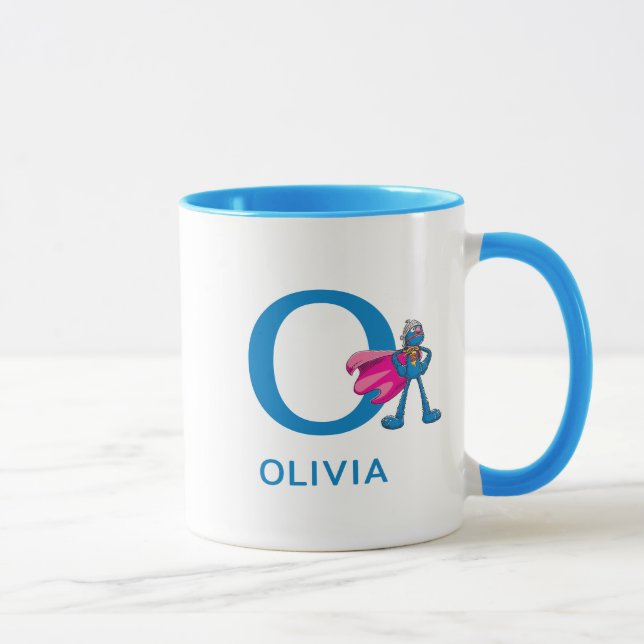 Super Grover Add Your Name & Monogram O Mug (Right)