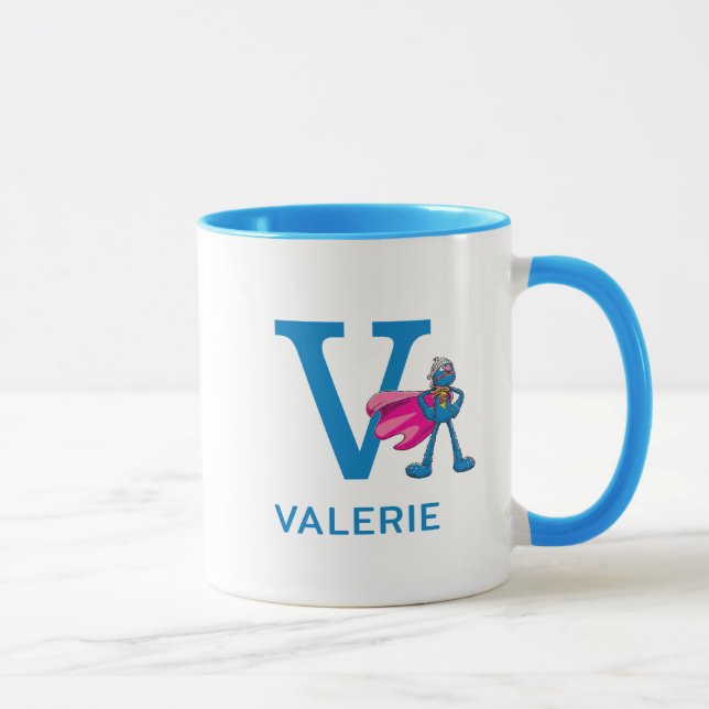 Super Grover Add Your Name & Monogram V Mug (Right)