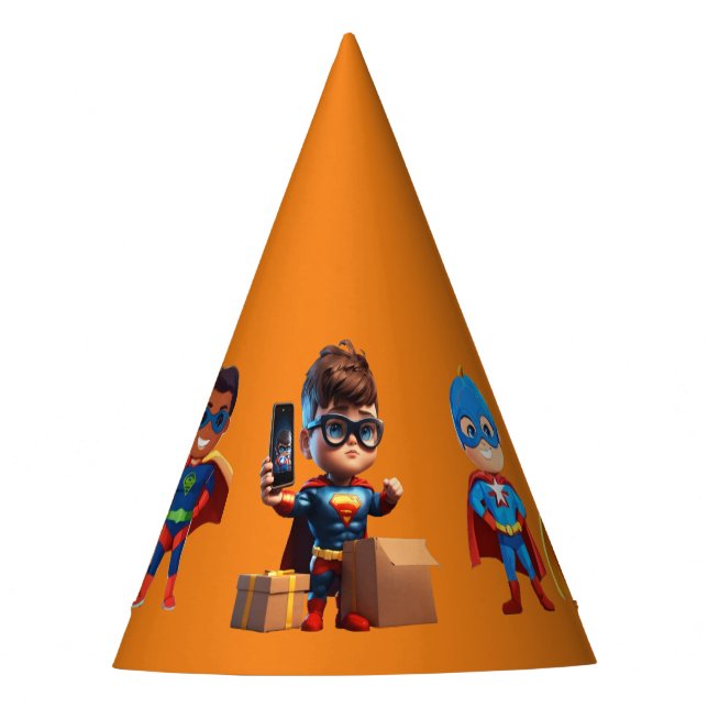 super hero birthday party hat (Front)