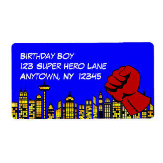 Super Hero Birthday Party Large Labels