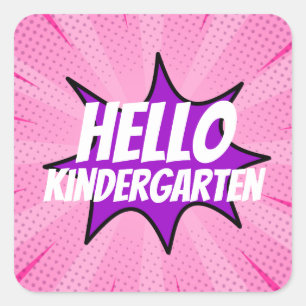Super Hero Comic First Day Of School Custom Text Square Sticker