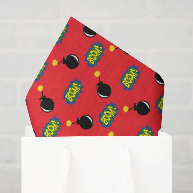 Super Hero Comics Colourful Bombs Bang Boom  Tissue Paper (Gift Bag)