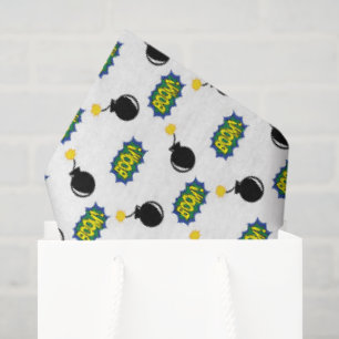 Super Hero Comics Funny Colourful Bombs Bang Boom Tissue Paper