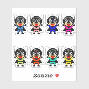Super Hero Customised Multiple Names Stickers