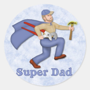Super Hero Dad Classic Round Sticker