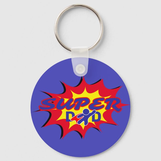 Super Hero Dad Comic Book Father's Day  Key Ring (Front)