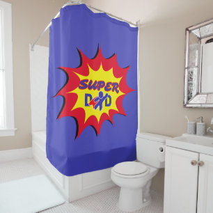 Super Hero Dad Comic Book Father's Day  Shower Curtain
