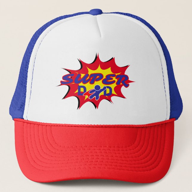 Super Hero Dad Comic Book Father's Day  Trucker Hat (Front)