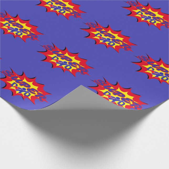 Super Hero Dad Comic Book Father's Day  Wrapping Paper (Corner)