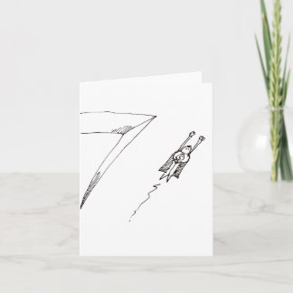 Super Hero Flying Cartoon Folded Note Card