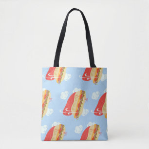 Super Hero flying Sandwich Tote Bag