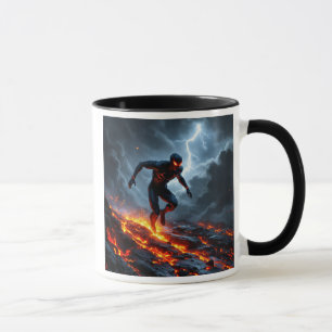 Super hero in futuristic suit. mug