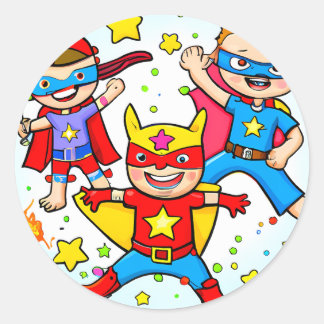 Super Hero Kids Themed Birthday Party Sticker