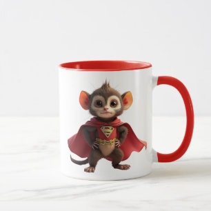 Super hero mouse with red cape and suit. mug