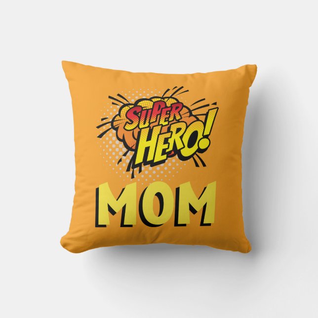 Super Hero Mum Comic Book Style Cushion (Front)