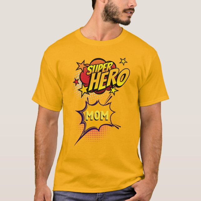 Super Hero Mum Comic Book Style T-Shirt (Front)