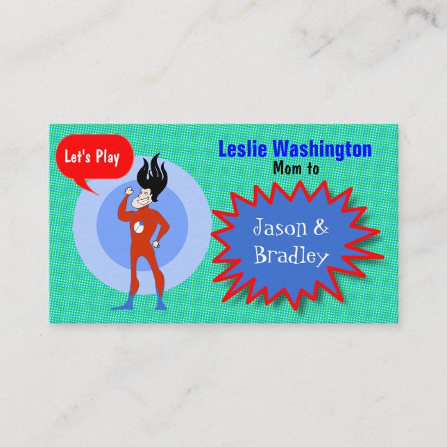 Super Hero Mummy Play Date Card (Front)