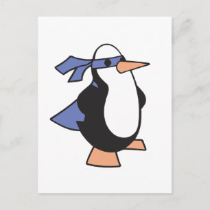 super hero penguin postcard