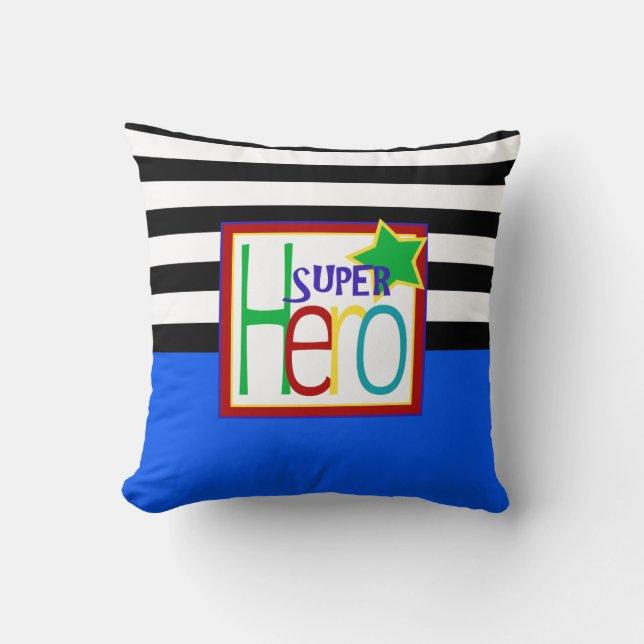 Super Hero Pillow | Blue, Black, Red, Green (Front)