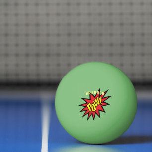 Super Hero Pow Custom Colour Personalised Ping Pong Ball