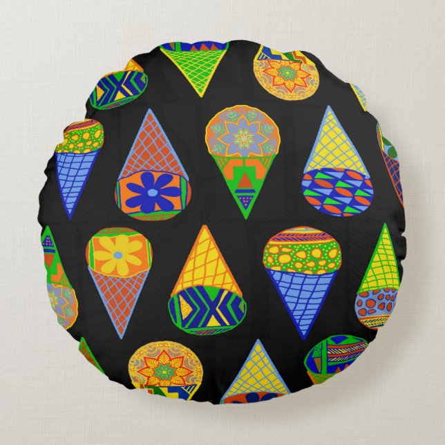 Super Heroes Ice Cream Cones Round Cushion (Front)