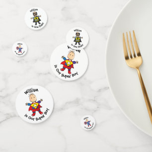 Super Heroes Super Boy First Birthday Party Table Confetti