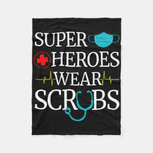 Super Heroes Wear Scrubs Nursing Cute Medical Nurs Fleece Blanket