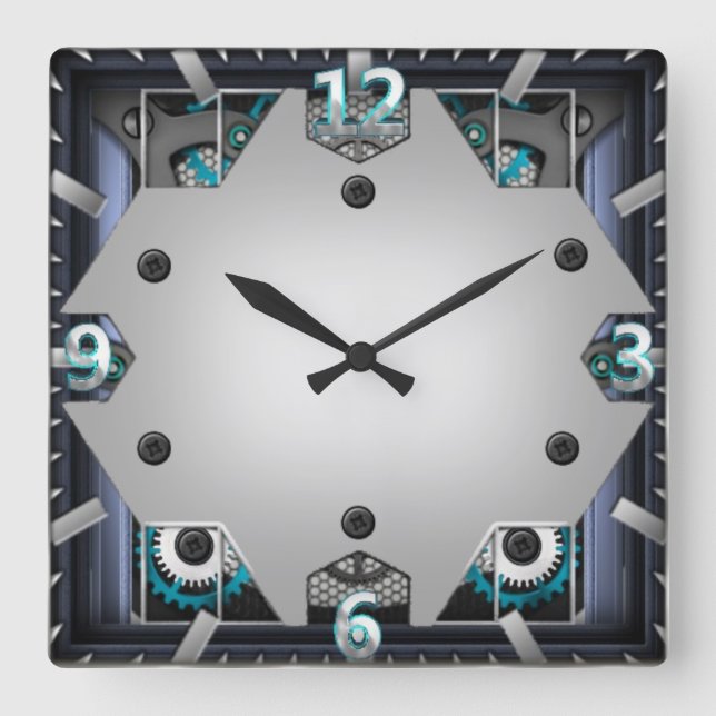 Super hi tech square wall clock (Front)