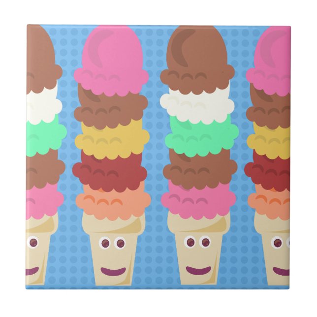 Super High Cute Ice Cream Cones Ceramic Tile (Front)