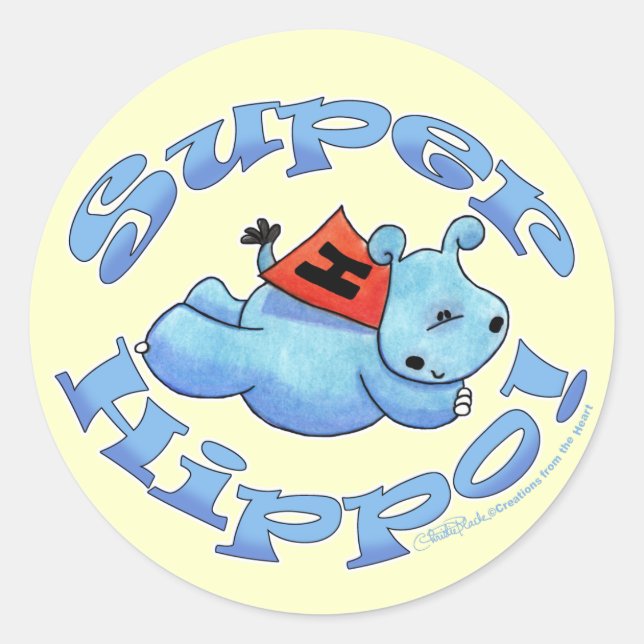 Super Hippo Classic Round Sticker (Front)