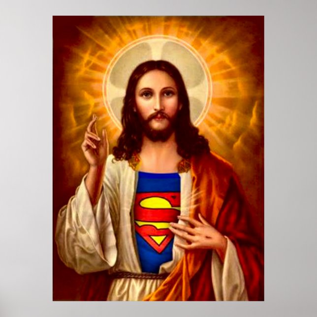 Super Jesus Oil Painting Print Poster (Front)