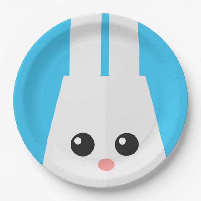 Super Kawaii Cute Easter Bunny. Paper Plate (Front)