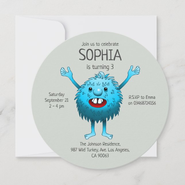 Super lovely and cute creature invitation (Front)