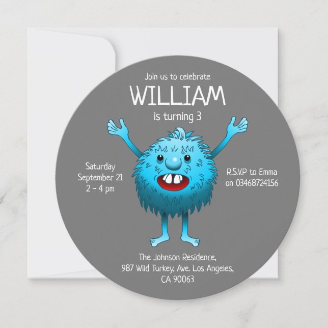 Super lovely and cute creature invitation (Front)