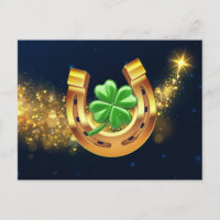 Super lucky horseshoe 4 leaf clover shooting star