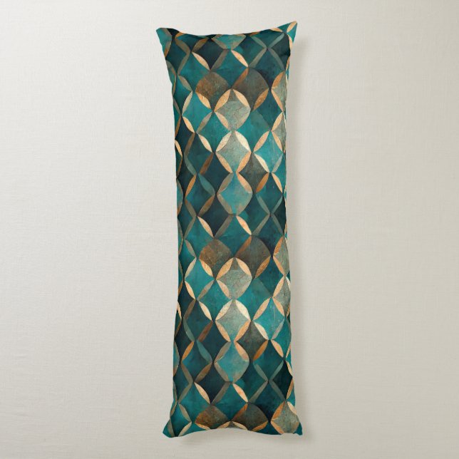 Super Luxe Teal & Gold  Body Cushion (Back (Vertical))