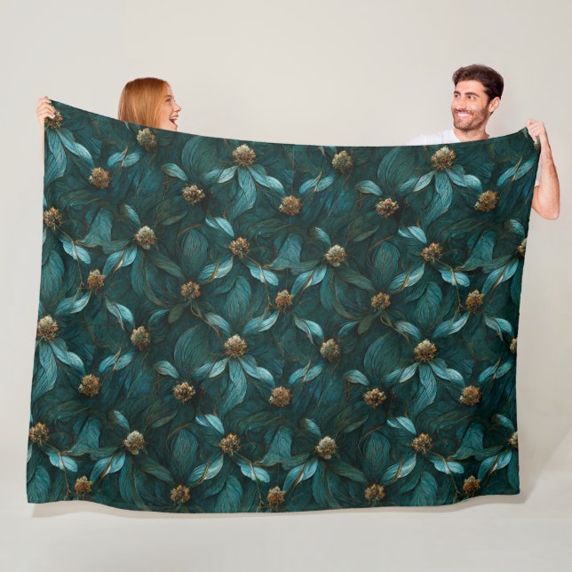 Super Luxe Teal & Gold  Fleece Blanket (In Situ)