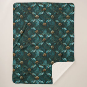 Super Luxe Teal & Gold Sherpa Blanket