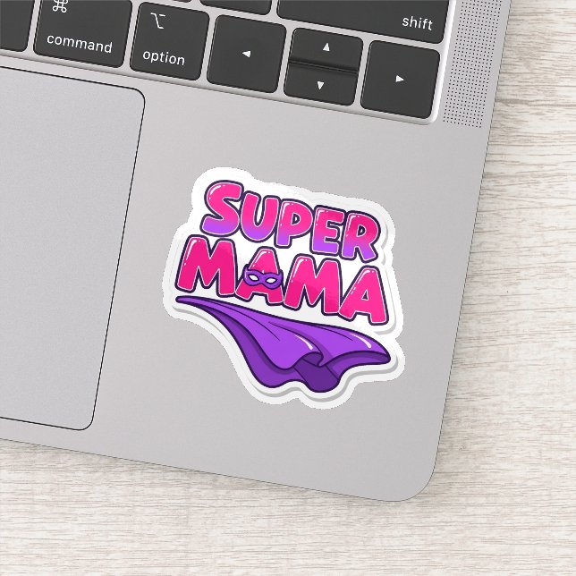 Super Mama Superhero Mum Cape Sticker (Detail)