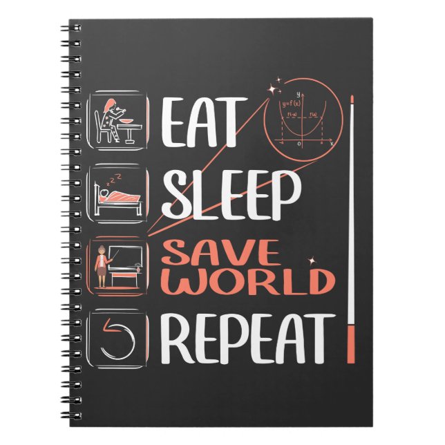 Super Math Teacher Saves the World. Thank You Gift Notebook (Front)